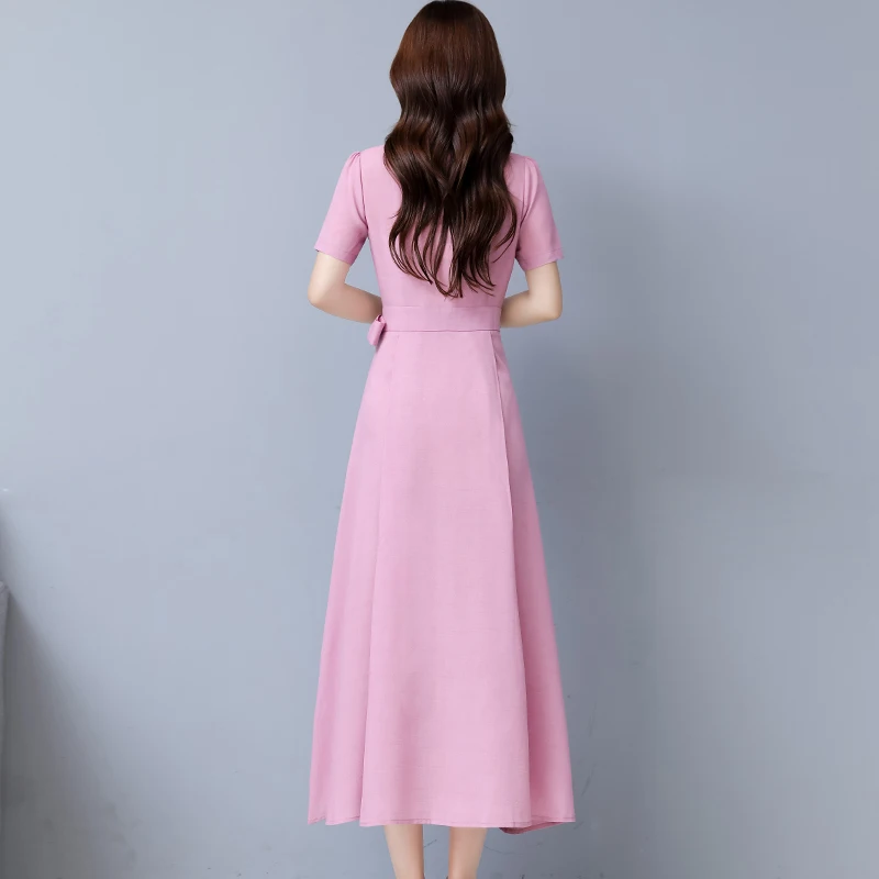 Женское Хлопковое платье-трапеция средней длины с коротким рукавом