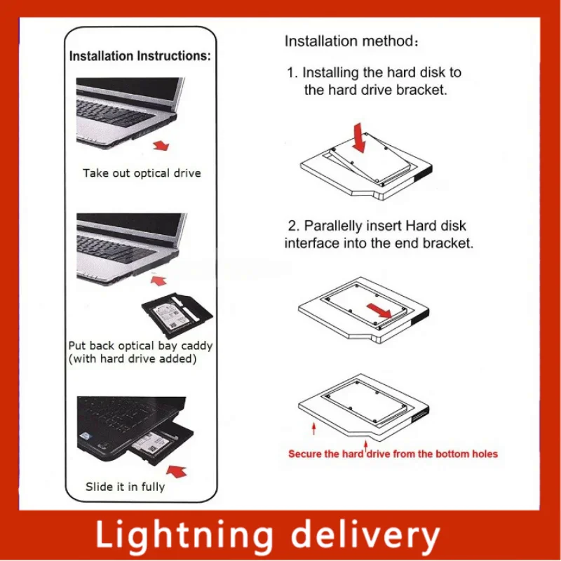 12 7 мм SATA 2nd HDD SSD жесткий диск Оптический корпус Caddy Рамка адаптер для Dell Inspiron N5030 N5050
