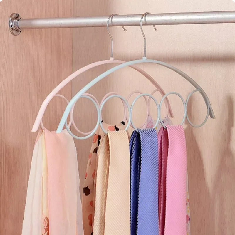 

2022New 5Hole Ring Rope Slots Holder Hook Scarves Organizer Scarf Wraps Shawl Storage Hanger Ring Ties Hanger Belt Rack