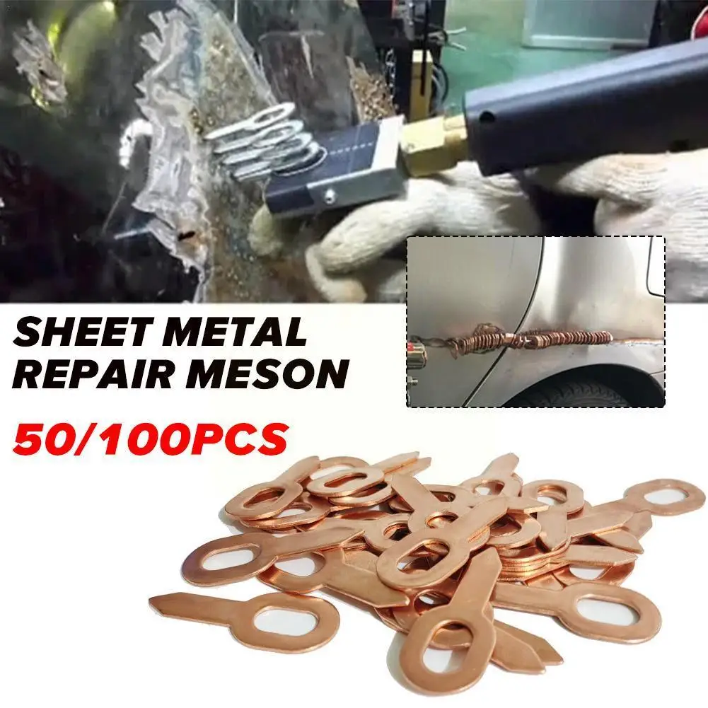 

50/100pcs Copper Plated Oval Dent Pull Ring Auto Body Metal Auto Shrinkage Lifter Dent Paint-free Tool Repair F4B7