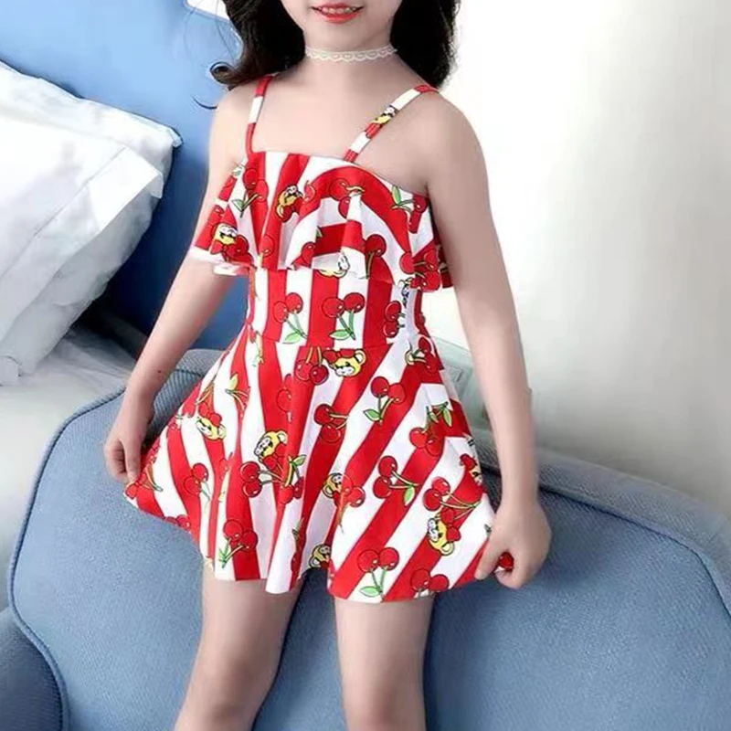 

Children Girls Swimsuit Summer Swim Clothes One Piece Baby Swimwear Toddler Beach Dresses Holiday Wear Gifts