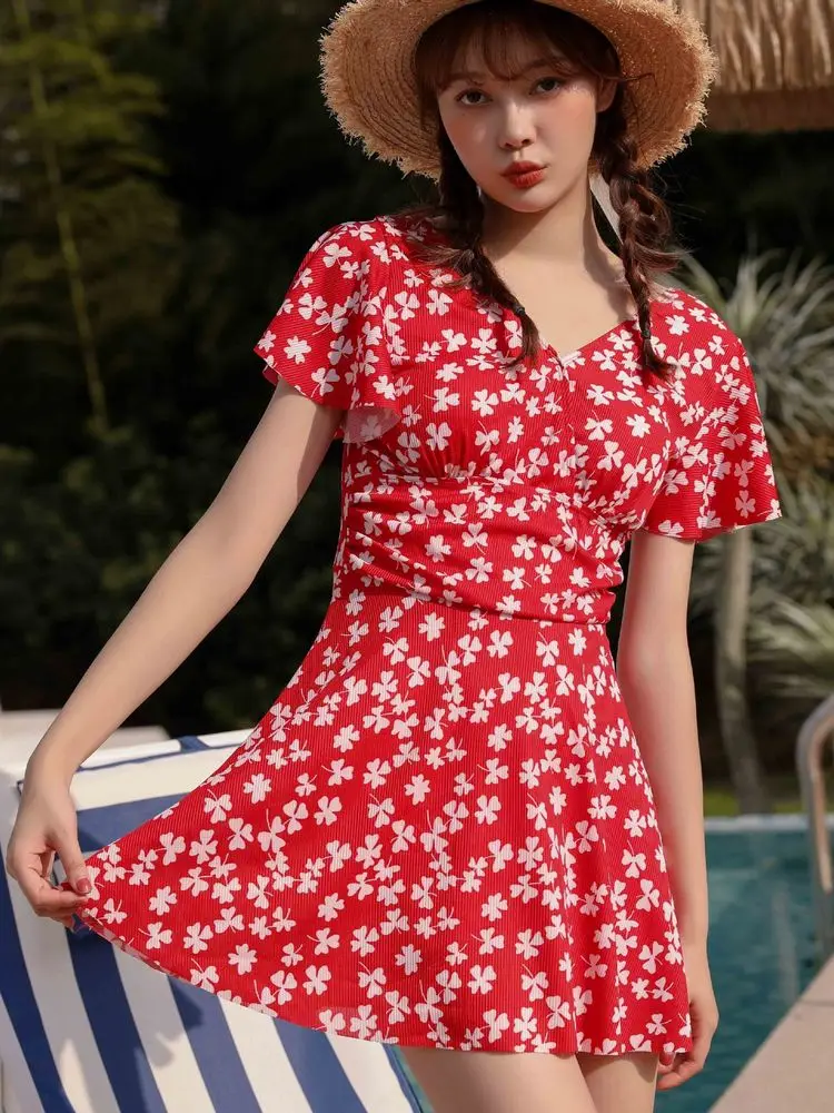 Купальник Puku Juzg Женский 2022 новая Корейская версия консервативное бикини Цельный