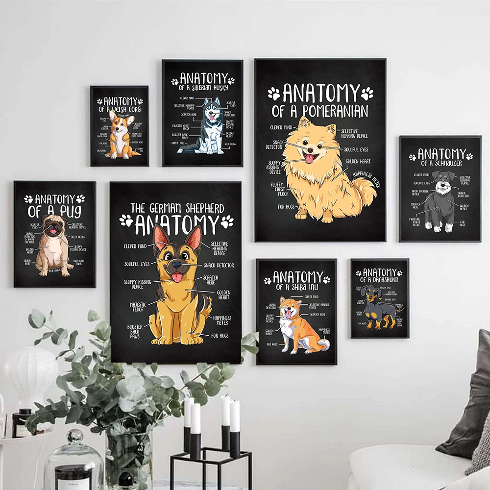 

Anatomy Of Dog Modern Art Posters Cute Animal Prints On Canvas Painting Funny Wall Picture For Kids Bedroom Room Decor Cuadros