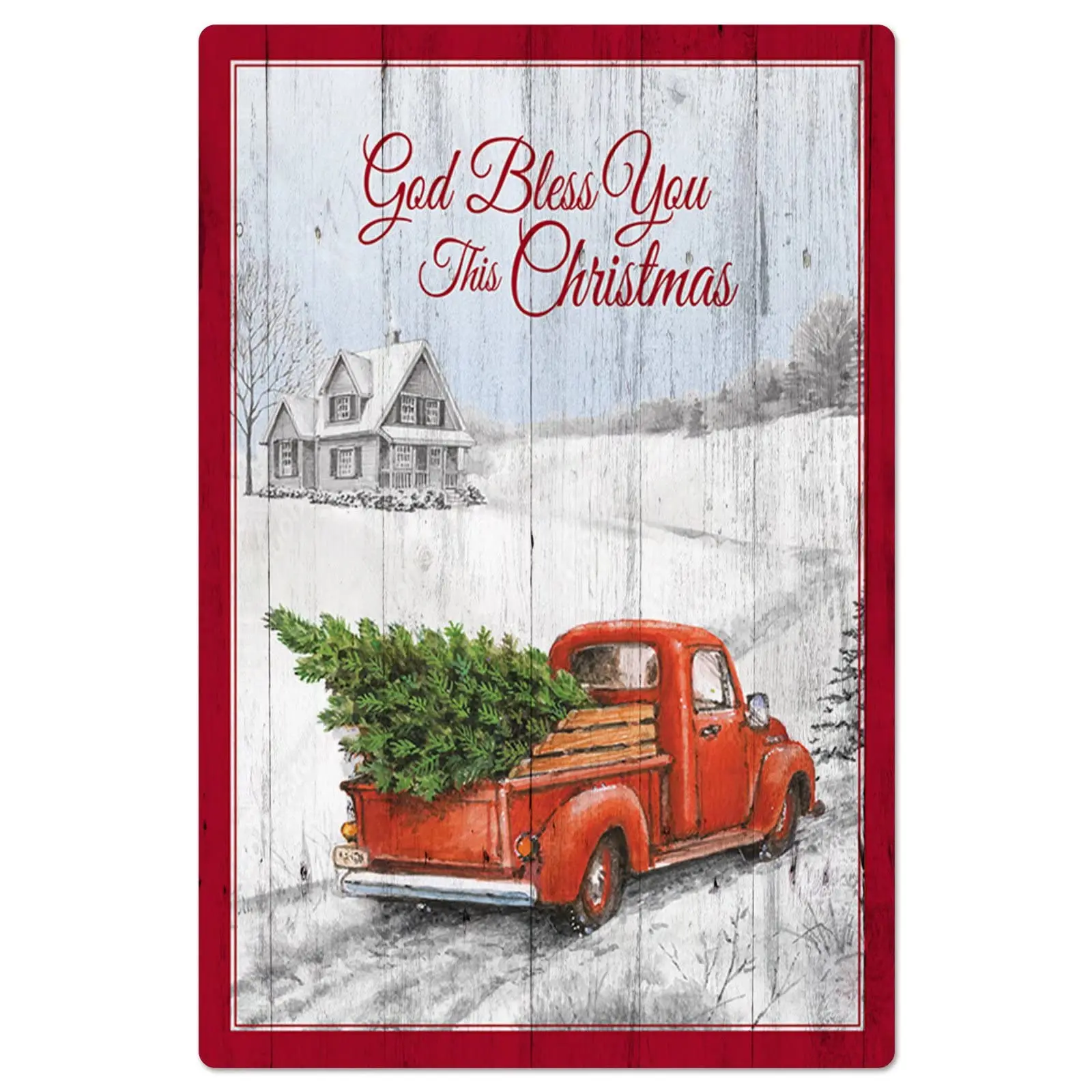 

Vintage Metal Sign Christmas Red Truck God Bless You This Christmas Poster Home Bar Club People Cave Restaurant Wall Decor Livin