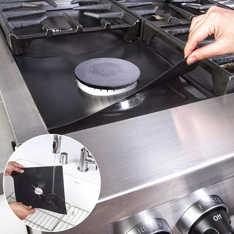 

New Stove Protector Cover Kitchen Utensils 1/2/4 Pcs Pack 0.12/0.2mm Double Thickness Cooktop Mat Gas Cooker Kitchen Accessories