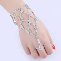 anglang luxury crystal finger bracelet glitter rhinestone adjustable chain women fashion elegant hand chain wedding party gifts