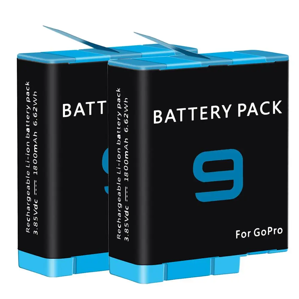 

2pcs 1800mAh Rechargeable Li-ion Battery For GoPro Hero9 Hero 9 Black Sport Camera Accessories