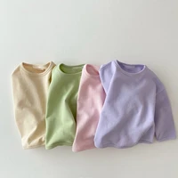 2022 autumn infant girl long sleeve bottoming blousees kid cotton pure color tops casual infant boy casual t shirt toddler shirt