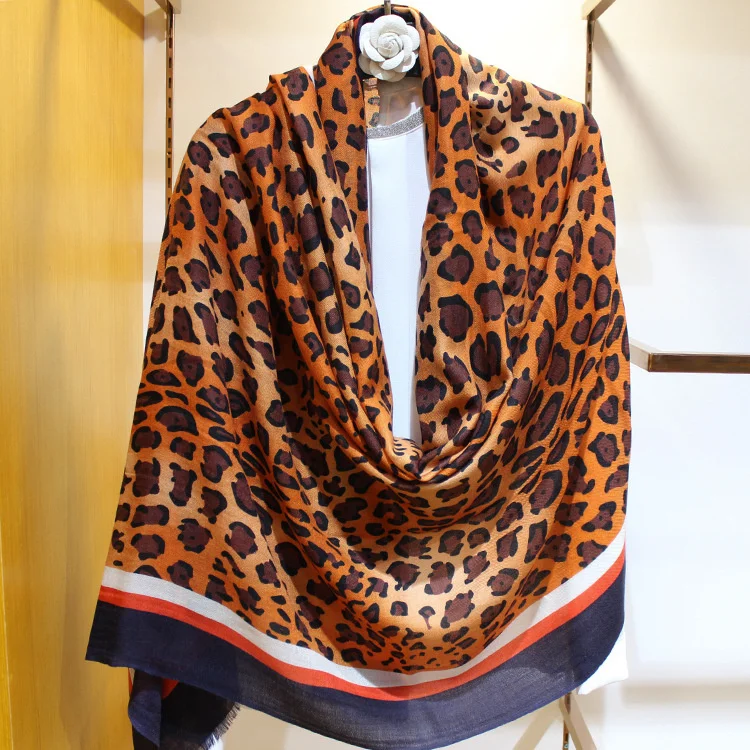 100% кашемировые длинные зимние теплые женские шарфы Naizaiga с леопардовым принтом