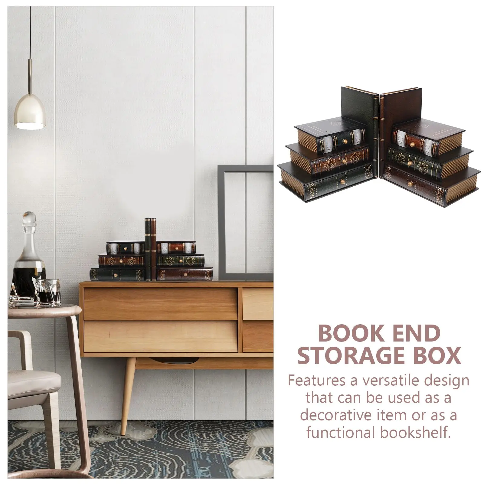 Контейнер в форме книжного конца деревянный ящик для хранения книг полки