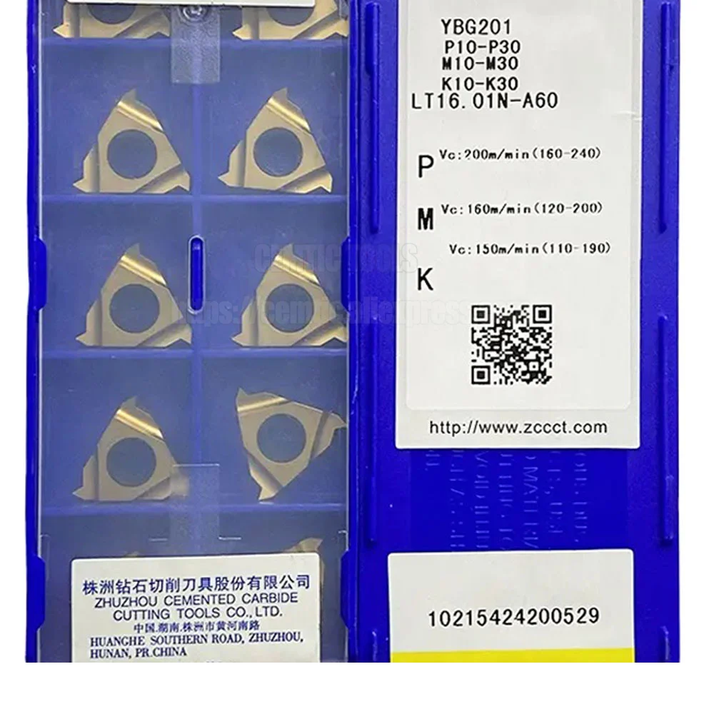 

Оригинальный ZCC LT16.01N LT16.01N-A60 YBG201 LT16.01N-AG60 G55 AG55 G60 Резьбовая карбидная вставка
