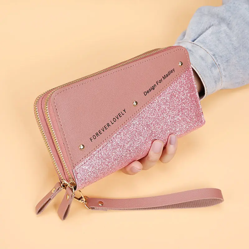 

Long Women's Wallet Double Zipper PU Leather Female Clutch Purses Tassel Coin Purse Card Holder Wallets Luxury Money Phone Bag