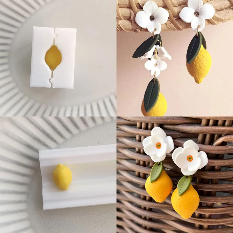 3D каштановый гриб лимон полимерная глина форма для сережек ожерелье кулон