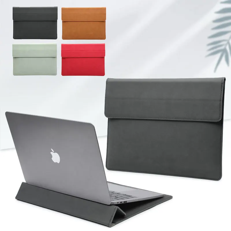 

Сумка для ноутбука из искусственной кожи, чехол 14 дюймов без молнии со скрытой магнитной пряжкой для Apple Macbook Air Pro, чехол-подставка для ноутбу...