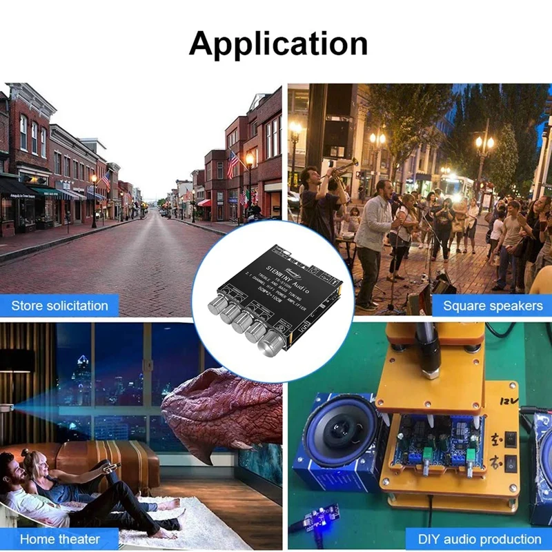 

YS-S100H 2.1 Channel Bluetooth Audio Amplifier Board 50Wx2+100W Stereo High And Low Tone Subwoofer Audio Module DC12-24V