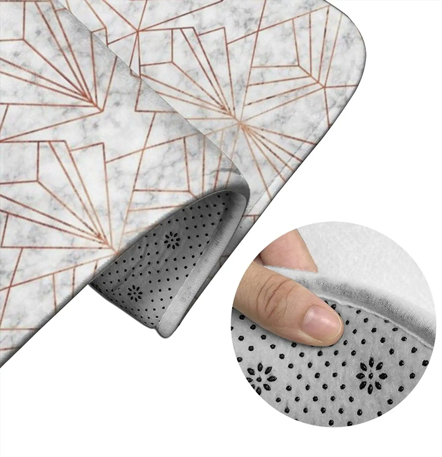 

Art Deco Marble & Copper Bathroom Mat Sets 3 Piece Set Rugs Memory Foam Mat Set Toilet Seat Cover Bath mat Lid Cover