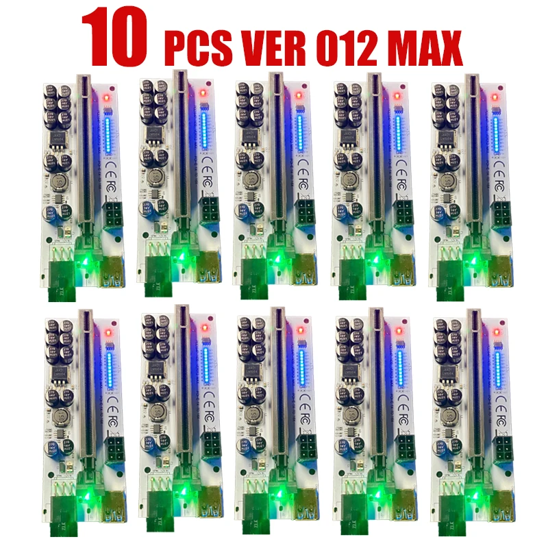 6/10 PCS PCIE Riser VER012 MAXRiser PCI Express X16 Extender USB3.0 GPU Riser for Video Card w/ LED for Bitcoin Miner Mining