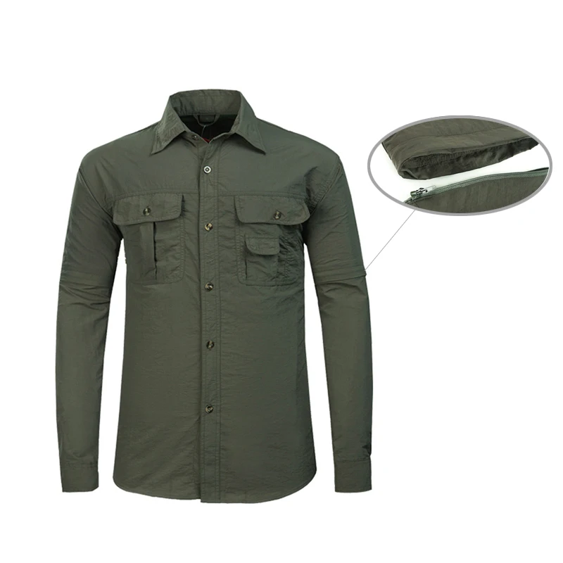

Summer new men's shirt Army Tactical Quick Drying Shirt Outdoor detachable Long Sleeve waterproof Breathable work hunting shirt