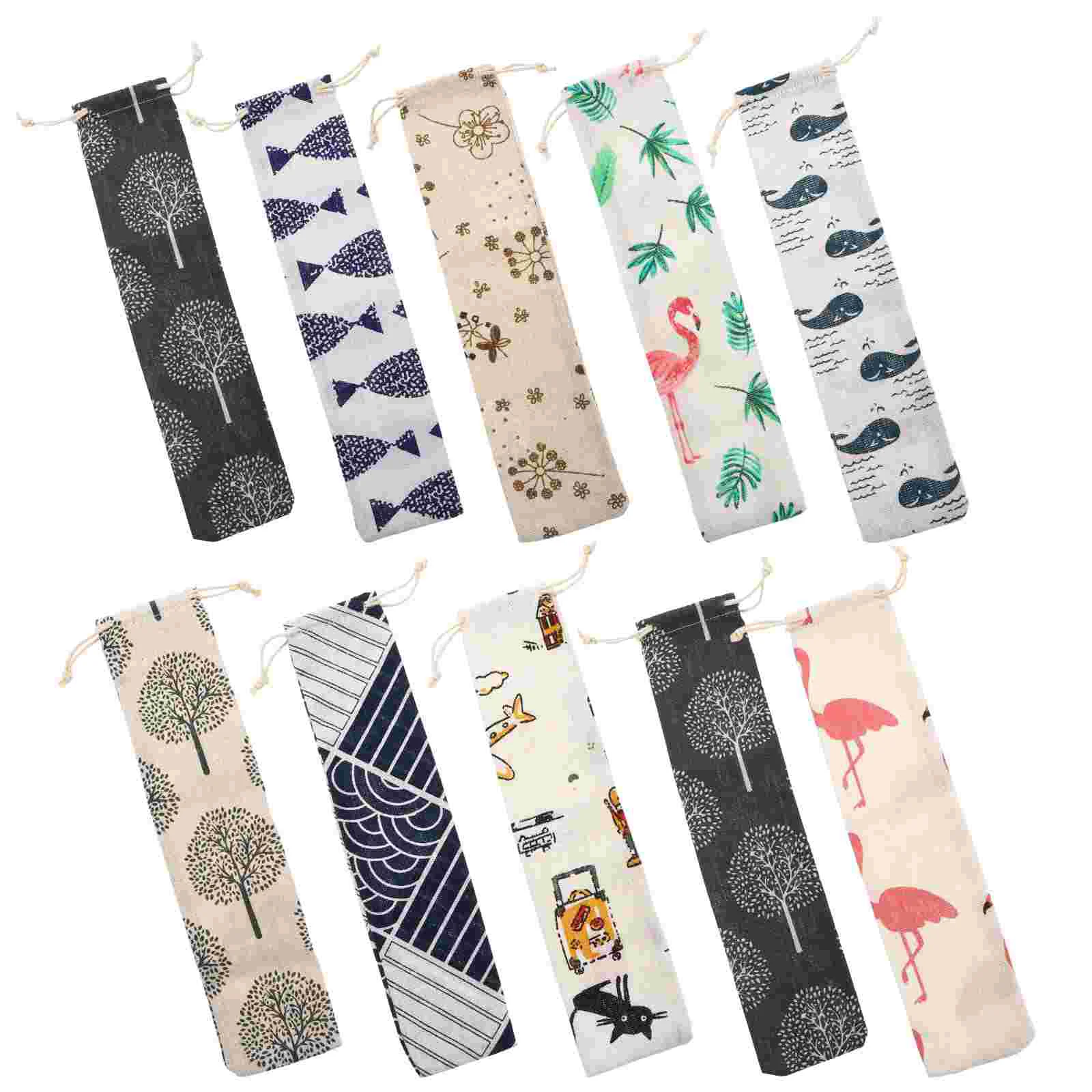 

10 Pcs Cotton Tableware Storage Chopsticks Bag Cover Forks Linen Cutlery Bags Drawstring