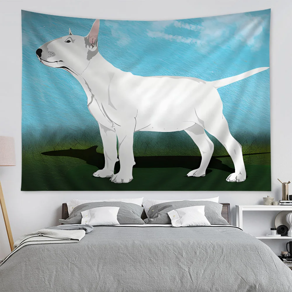 Английский бультерьер собака искусство научная фантастика комната домашний