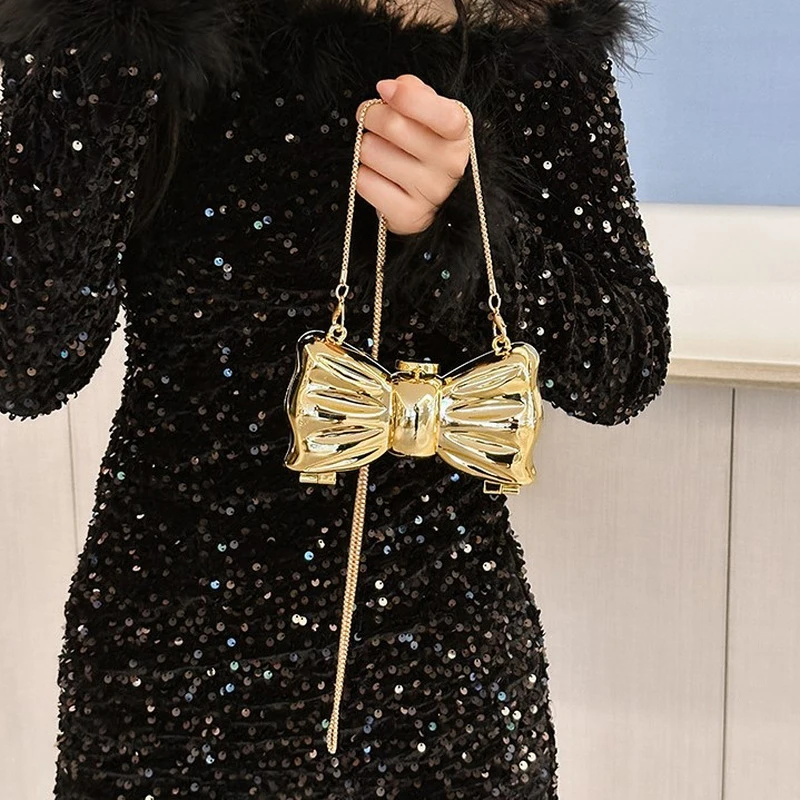 Новая акриловая сумка для губной помады женщин на плечо с цветочным бантом