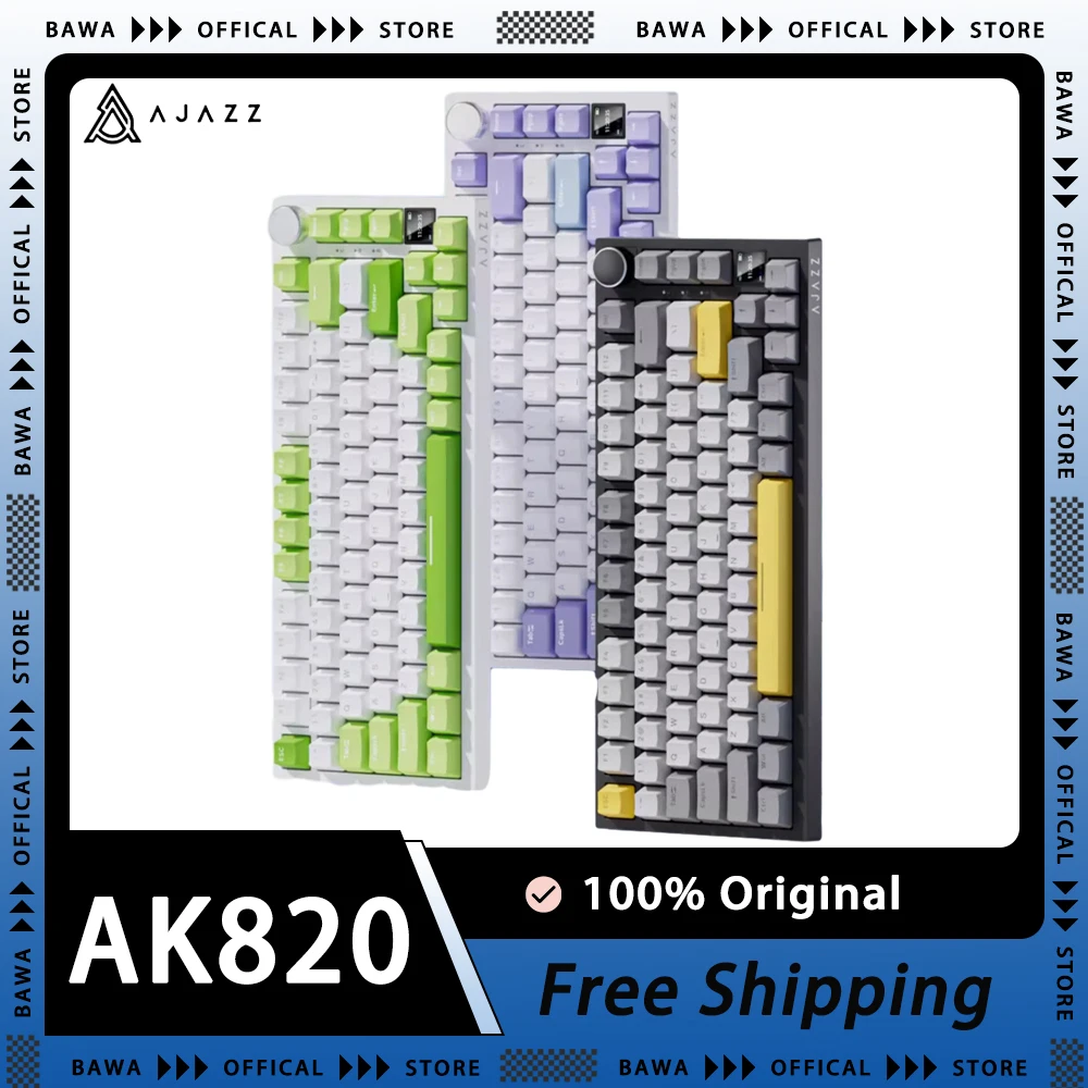 Клавиатура Ajazz Ak820 Pro, многофункциональная Механическая игровая клавиатура с тремя режимами, Rgb подсветка, прокладка, аксессуар для компьютера Mac