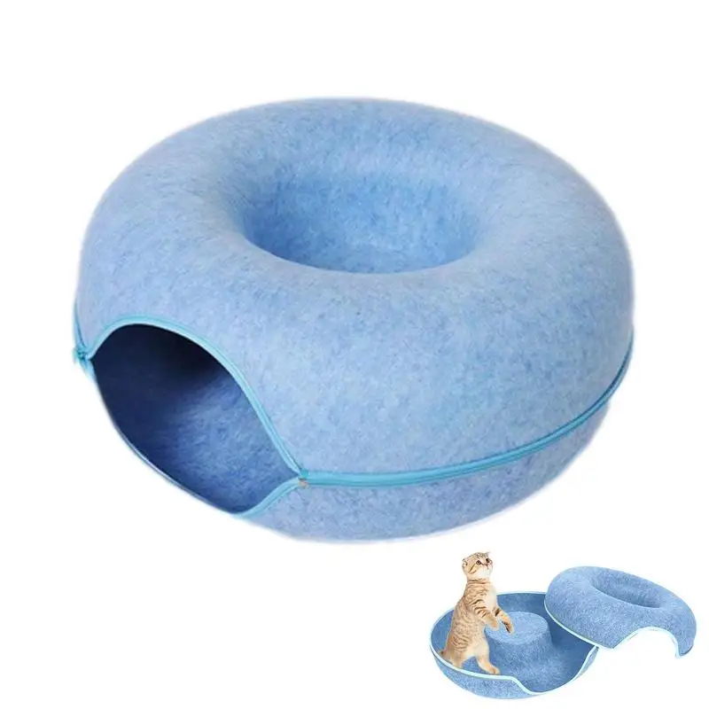 

Cat Tunnel Bed Cat Tunnel Nest Rabbit Tunnel Donut Shaped Felt Cave Cat Bed Pet Tunnel For Cats Habits Bunnies Kittens