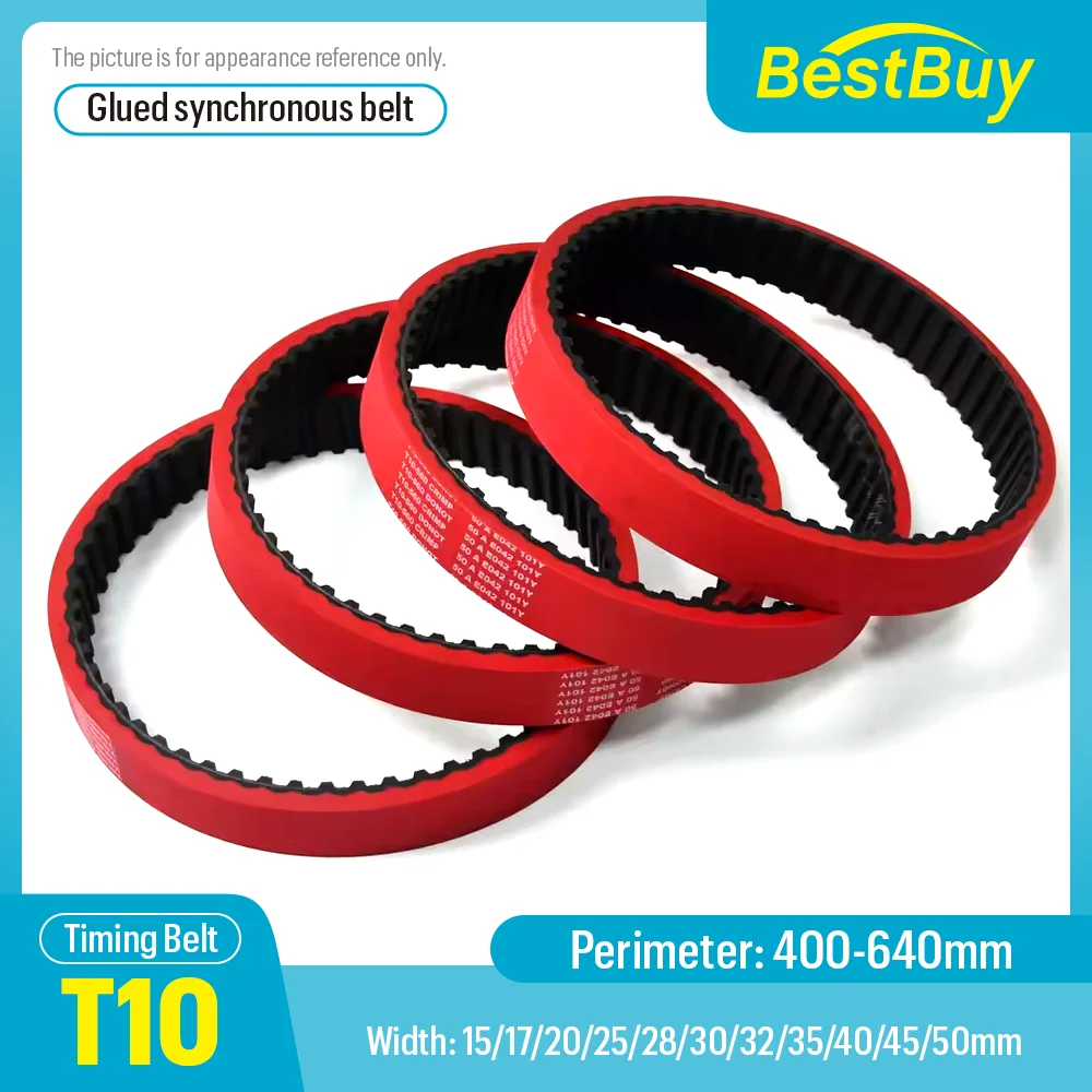 

T10-Timing Belt Factory Direct 400-640 мм Красная резина для упаковочной машины VFFS Термостойкий пищевой синхронный ремень
