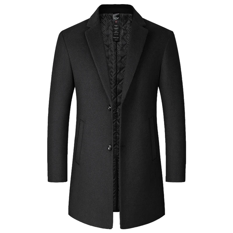

2021 woolen coat male British style autumn and winter woolen thickened men's warm windbreaker Korean style trendy woolen coat