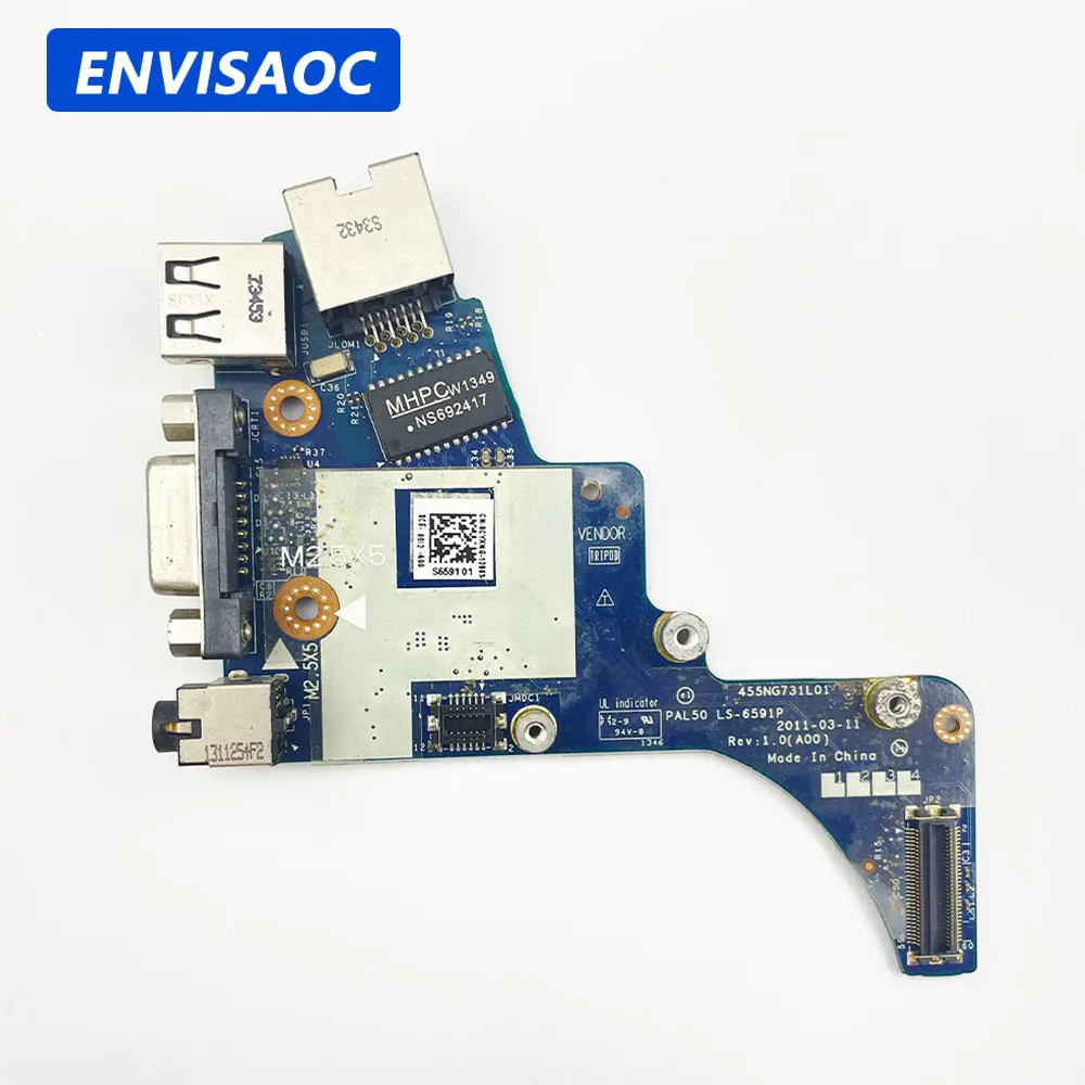 Плата АУДИО LAN с USB-разъемом для ноутбука Dell Latitude E6420, USB-зарядка, сетевая карта VGA RJ45, аудиоплата PAL50 LS-6591P