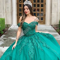 princess wd873 quinceanera dresses off the shourlder luxury prom vestido appliques beads sequin ruched for 15 girls ball gowns