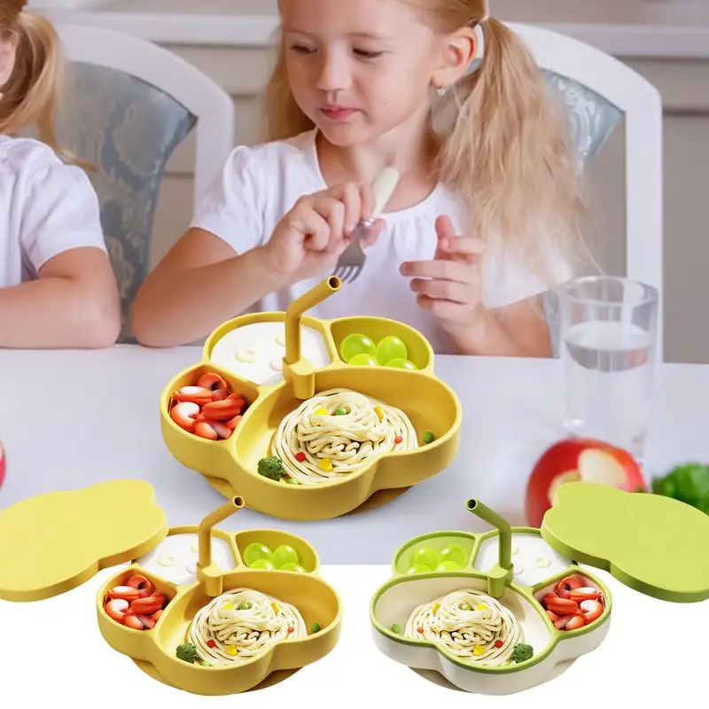 Тарелки для малышей с разделенными всасыванием силиконовые тарелки