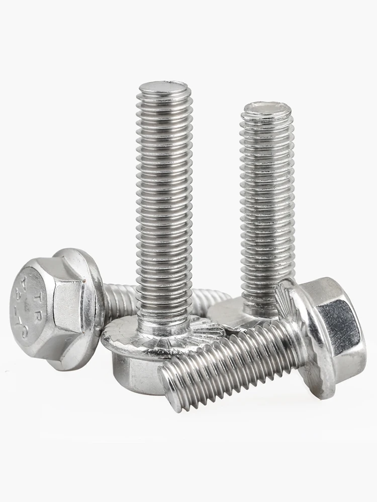 

5pcc M8 304 Stainless Stee Hexagon Bolts with Flange GB5789 Flanged Toothed Anti-slip Screw 6.8 Hexagonal Flange Screws