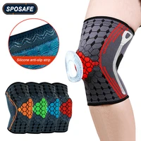 1piece sports compression knee support sleeve with side stabilizers silicon pad for joint pain meniscus tear injury recovery