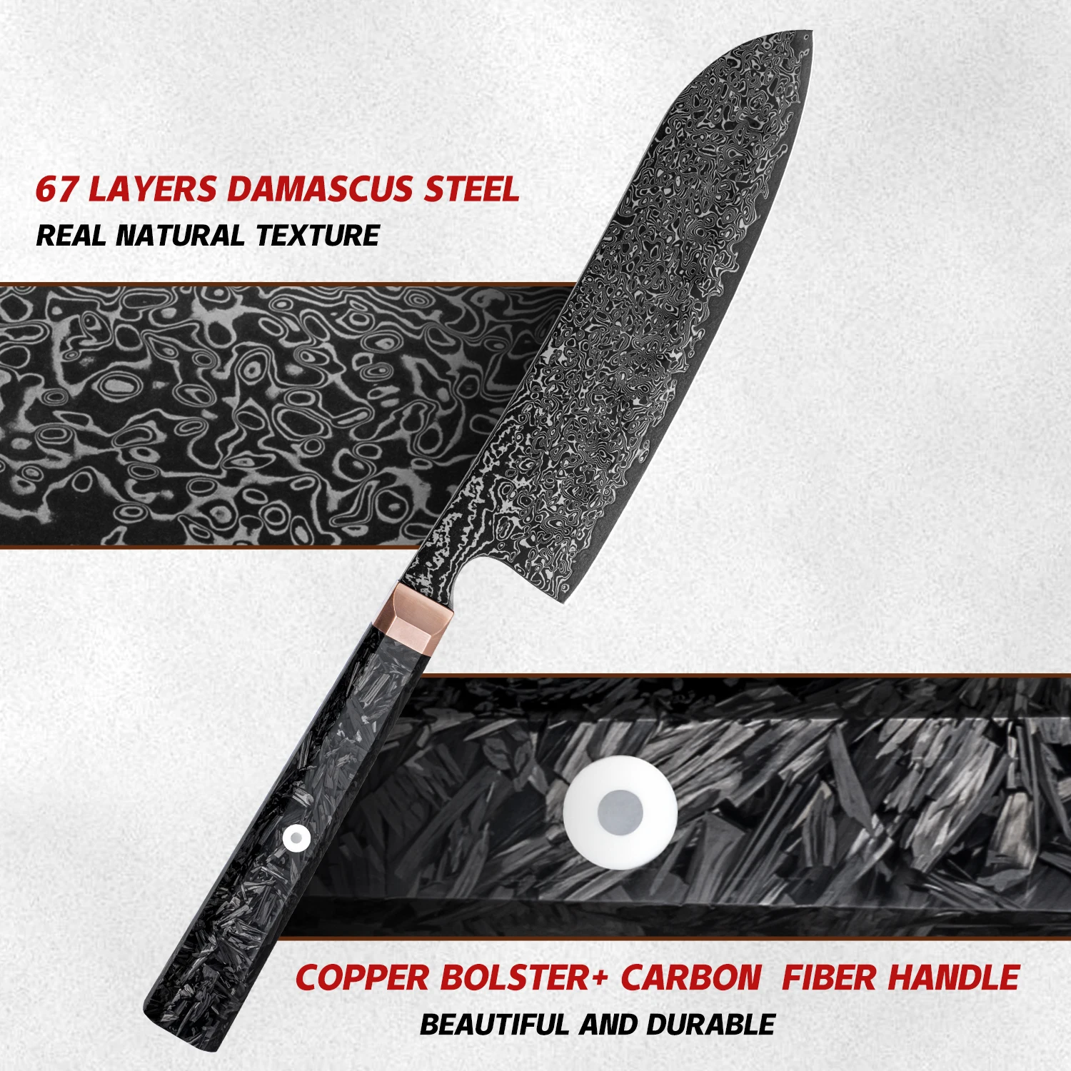 Нож Grandsharp 6 8 дюйма Santoku 67 слоев дамасской стали стальной кухонный нож 10Cr15CoMoV с