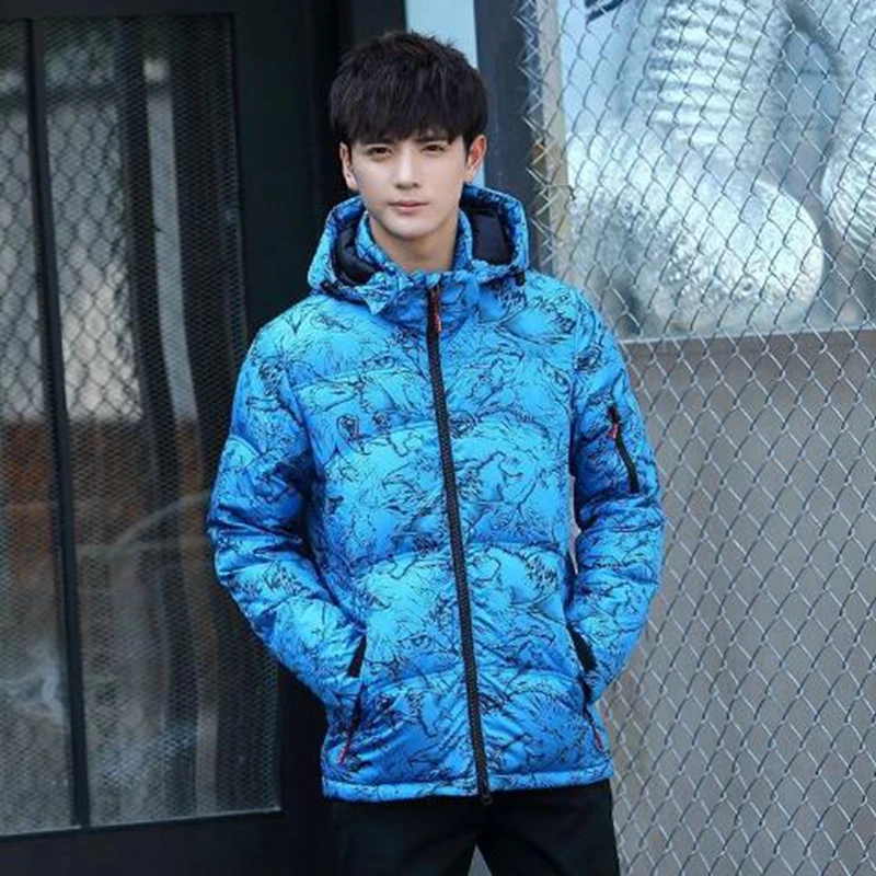 Fashion Brand 2022 Winter Thick White Duck Down Men's Casual Down Jacket Coat Fashion Camouflage Hooded Down Jacket White Black