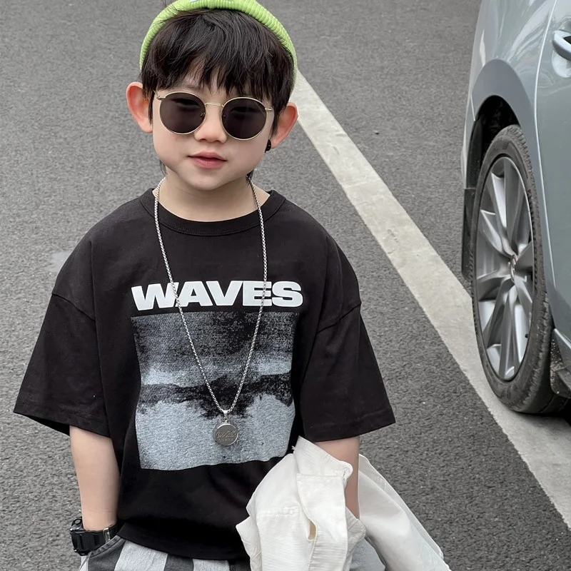 Детская одежда лето 2022 Новое поступление корейские повседневные футболки с