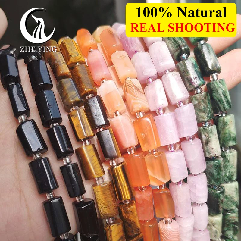 

Zhe Ying Natural 8x11mm Faceted Cylinder Stone Amethyst Tiger Eye Opal Beads for Jewelry Making DIY Bracelet Necklace Accessory