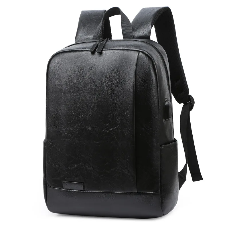 

College Teen Bag Backpack Black School Men's Fashion Leisure Bag Boy Laptop School Leather Backpack Wind New School Bag
