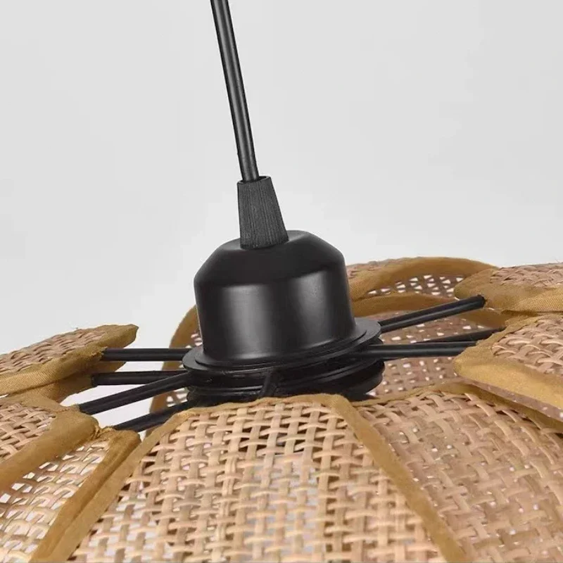 Подвесной светильник ваби-саби плетеная потолочная люстра с лепестками ротанга