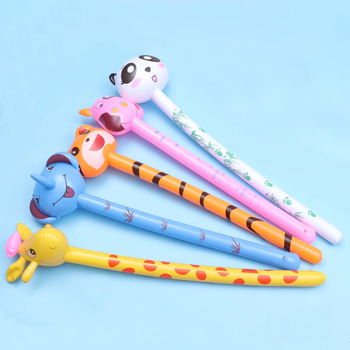 

6pcs Kids PVC Inflatable Animal Toy Funny Inflatable Toy Playing Long Stick Toy (Mixed Style)