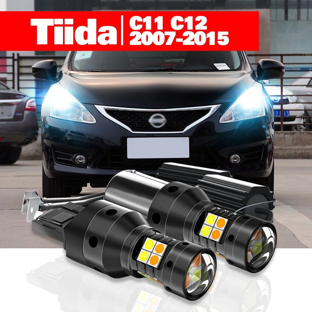 

For Nissan Tiida C11 C12 2007-2015 Accessories 2pcs LED Dual Mode Turn Signal+Daytime Running Light DRL 2009 2010 2011 2012 2013