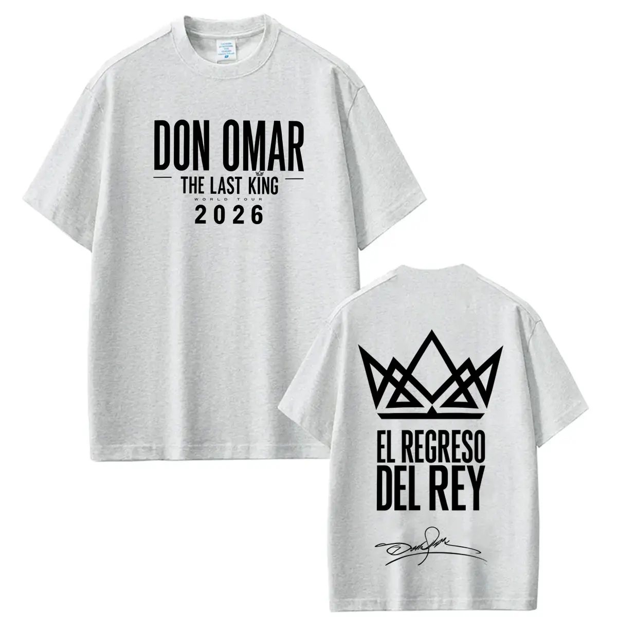 Фото Футболки с принтом Rapper Don Omar The Last King Tour 2026, модные футболки для мужчин и женщин, повседневные хлопковые свободные футболки с короткими рукавами, топы №5