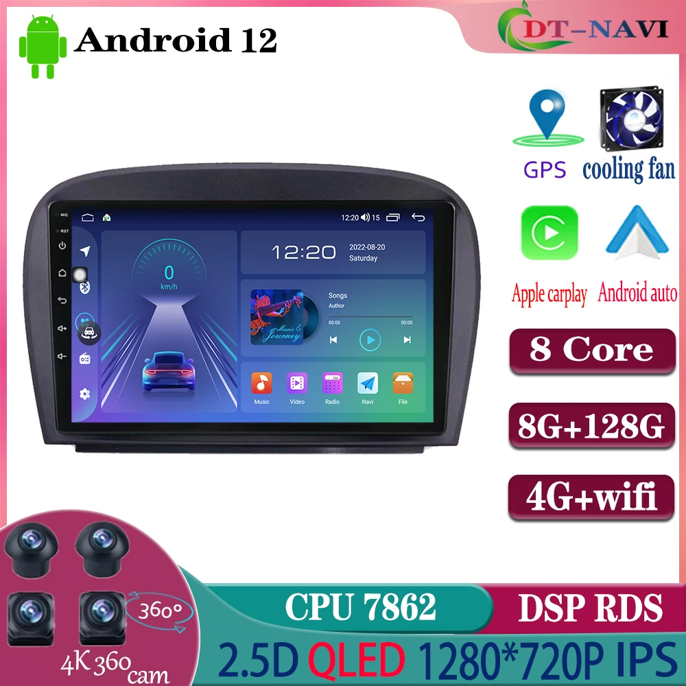 

Android 12 Car Radio Video Multimedia Player For Mercedes SL R230 SL350 SL500 SL55 SL600 SL65 2001-2007 Navigation GPS Autoradio