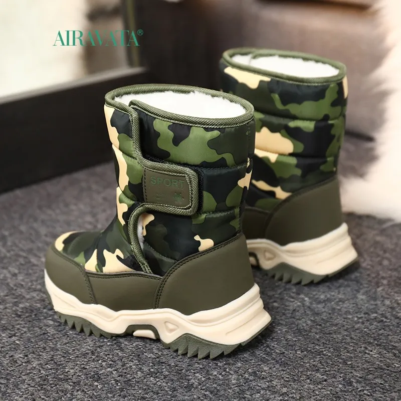 Winter Warm Fur Snow Boots Children Furry Shoes Boys Girl Non-slip Leather Autumn Waterproof Kids Boots Child Sneaker Furry