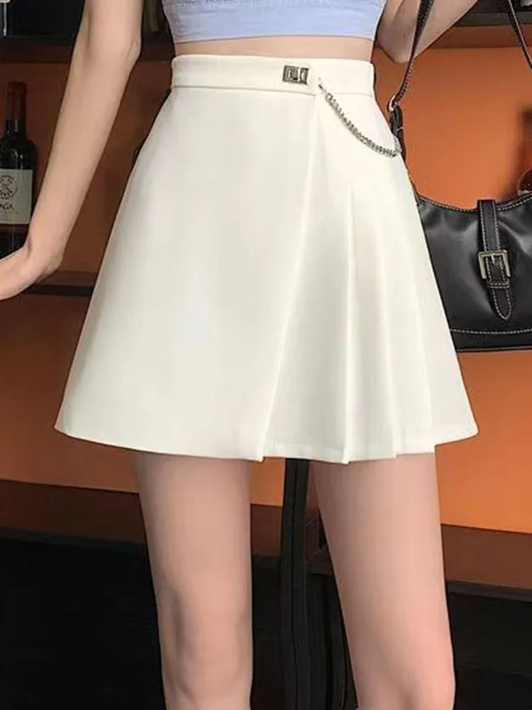 Плиссированная дизайнерская юбка с высокой талией Женская Повседневная