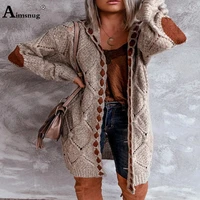 women patchwork sweater open stitch fashion hooded top long coats oversize 4xl ladies knitted sweaters sexy female clothing 2022