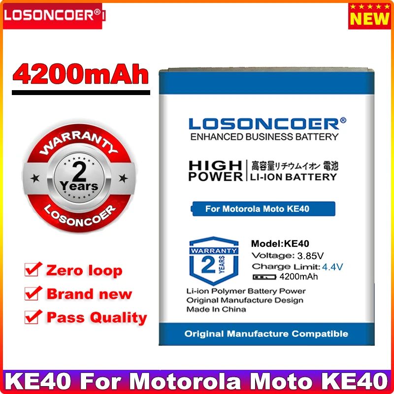 

LOSONCOER 0 Cycle 100% New 4200mAh KE40 Battery for Motorola Moto in stock