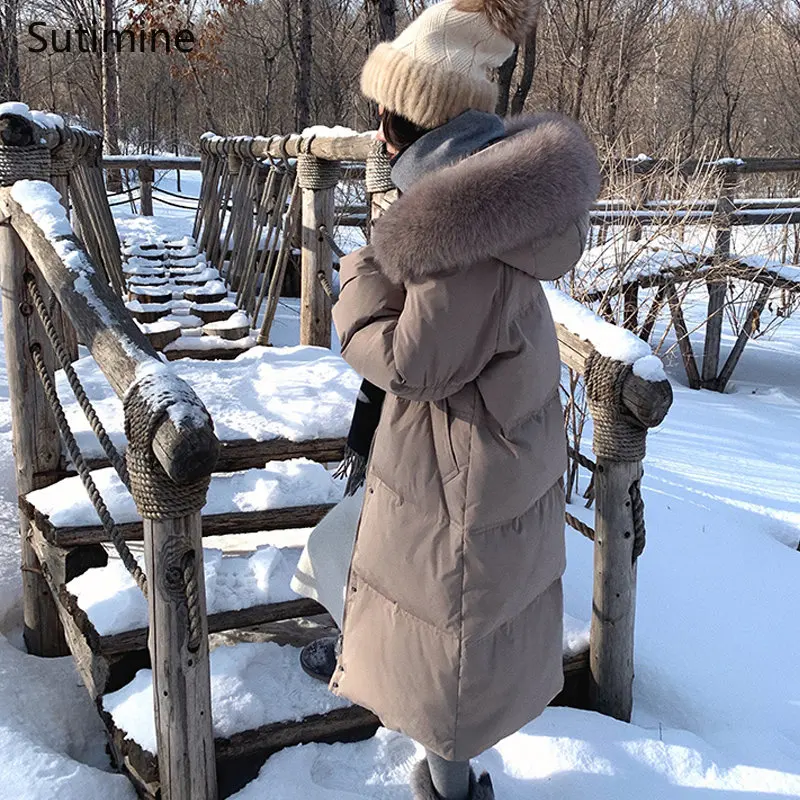 Korean Version Thickened Coat 2022 New Hooded Long Loose Down Jacket Casual Winter Clothes Women Zipper Winter Coat for Women