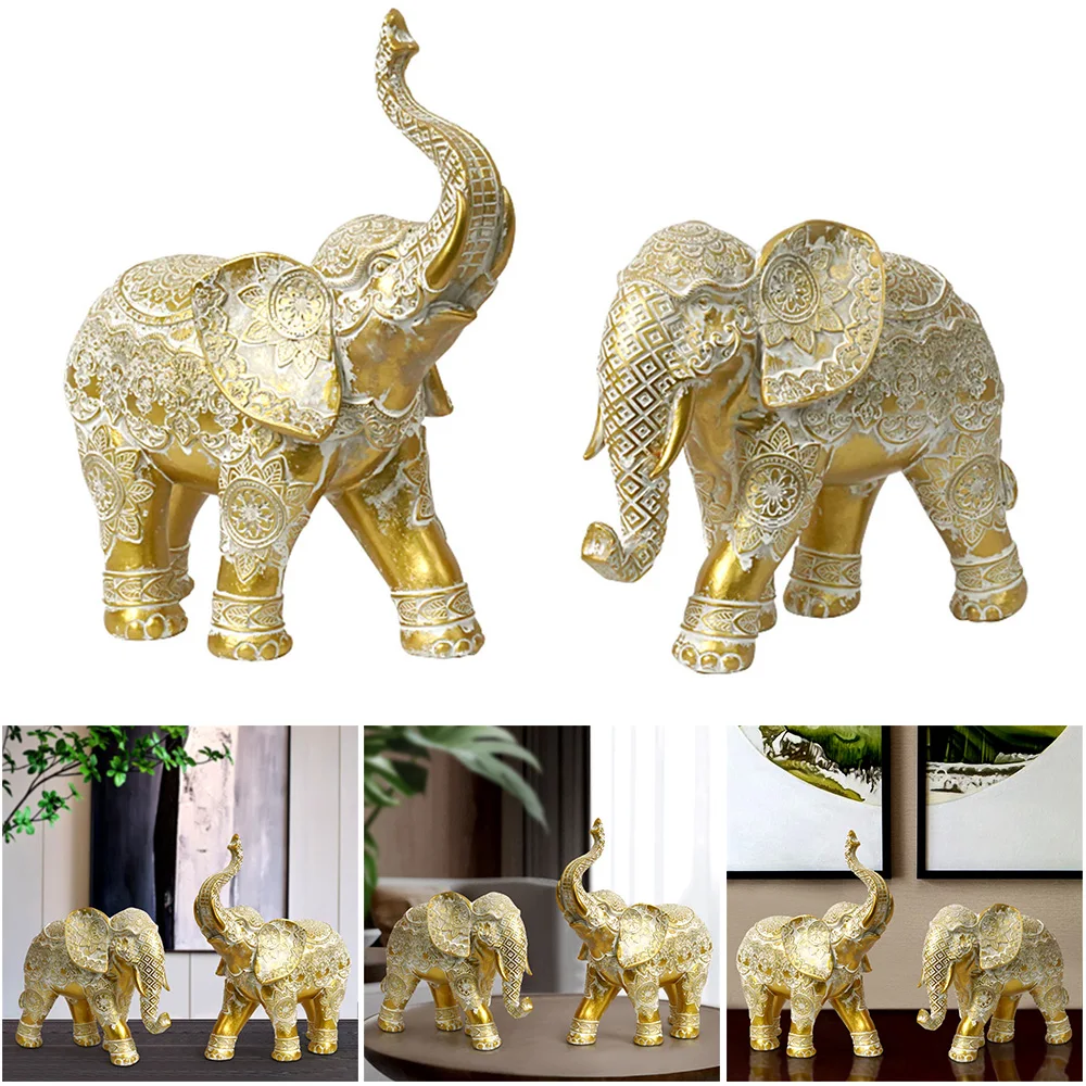 

Curved Elephant Statues Sculpture Figurine Handmade Desk Decor Room Ornaments 1 PC for Bookshelf Garden Yard Lawn B88